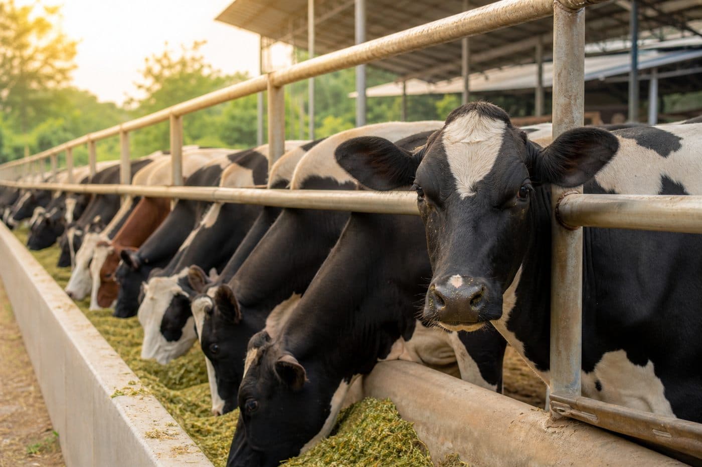 Healthy dairy cattle feeding